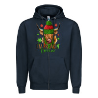 Navy i'm freakin freezin christmas long haired cow Zipper Hoodie - Jasminsmagicworld