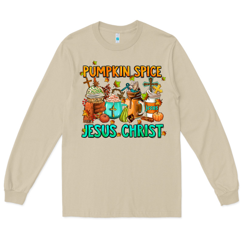 Pumpkin Spıce Jesus Christ Coffee Cups Long Sleeve Tee by AdoDesignShop | Teevron