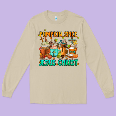 Pumpkin Spıce Jesus Christ Coffee Cups Long Sleeve Tee Designed By Adodesignshop