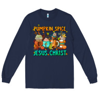 Navy pumpkin spıce jesus christ coffee cups Long Sleeve Tee - AdoDesignShop