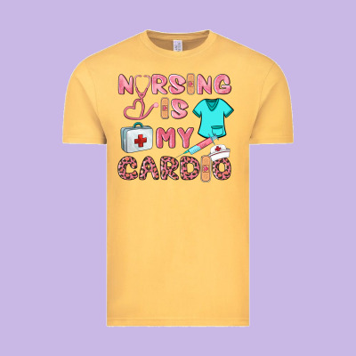 Nursing Is My Cardio Vintage Tee Designed By Barkaloodesign