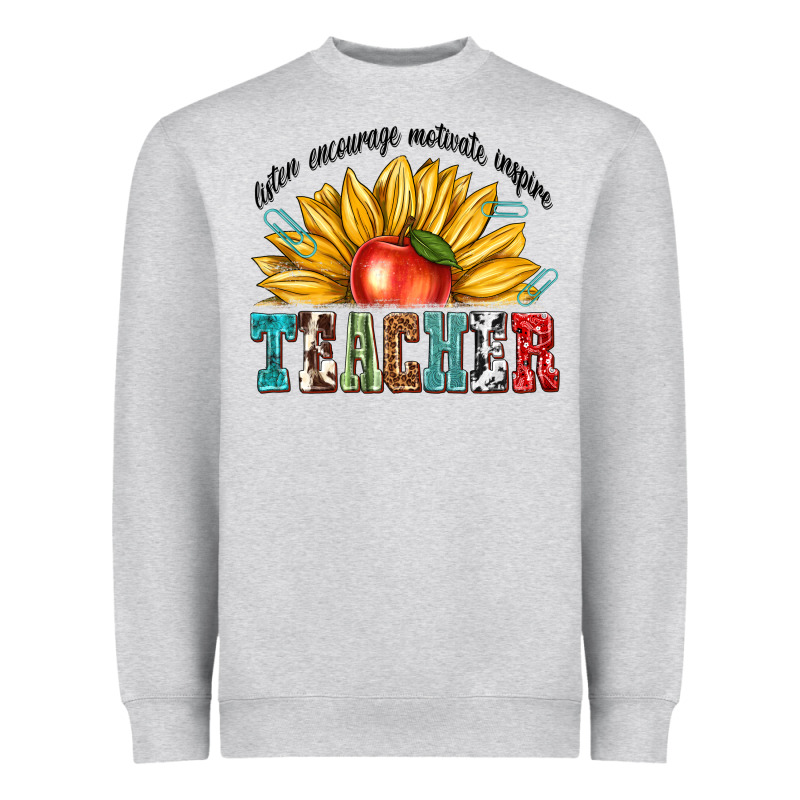 Teacher With Sunflower Heavyweight Sweatshirt by texasbilliewilder | Teevron