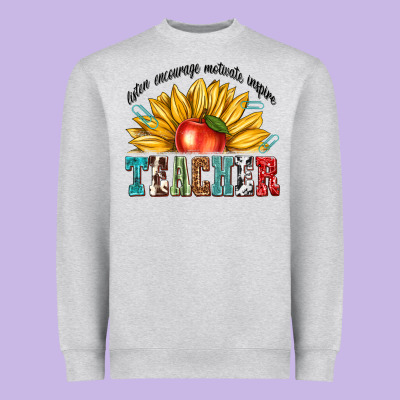 Heavyweight Sweatshirt teacher with sunflower