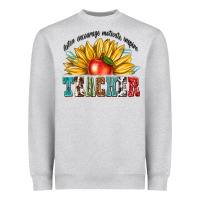 Heather Grey teacher with sunflower Heavyweight Sweatshirt - texasbilliewilder