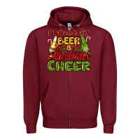 Burgundy fueled by beer and christmas cheer with beer bottles Zipper Hoodie - AdoDesignShop