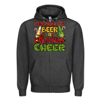 Charcoal Heather fueled by beer and christmas cheer with beer bottles Zipper Hoodie - AdoDesignShop