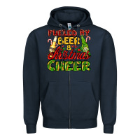 Navy fueled by beer and christmas cheer with beer bottles Zipper Hoodie - AdoDesignShop