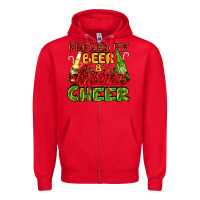 Red fueled by beer and christmas cheer with beer bottles Zipper Hoodie - AdoDesignShop