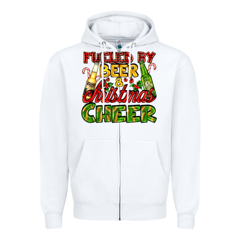 Fueled By Beer And Christmas Cheer With Beer Bottles Zipper Hoodie by AdoDesignShop | Teevron