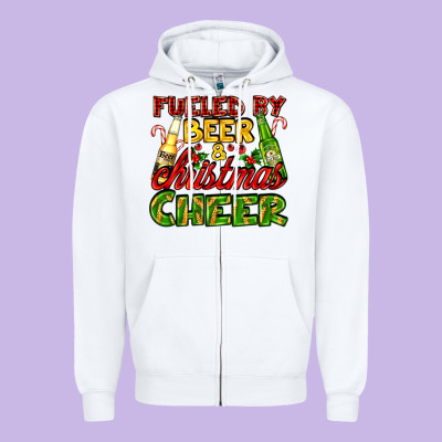 Fueled By Beer And Christmas Cheer With Beer Bottles Zipper Hoodie Designed By Adodesignshop