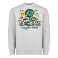 Heather Grey teachers change the world Heavyweight Sweatshirt - texasbilliewilder