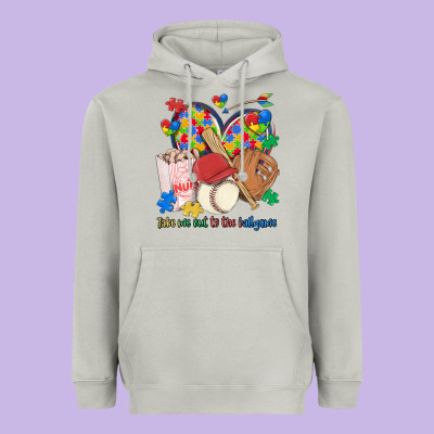 Take Me Out To The Ballgame  Autism Baseball Heavyweight Hoodie Designed By Maliassmallbusiness