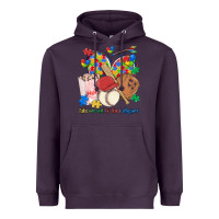 Plum take me out to the ballgame  autism baseball Heavyweight Hoodie - MaliasSmallBusiness