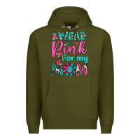 Army Green I Wear Pink For My Mom Premium Hoodie - BundleAndBundleShop