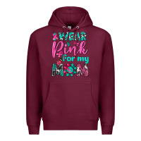 Burgundy I Wear Pink For My Mom Premium Hoodie - BundleAndBundleShop