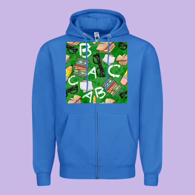 English Class Seamless Pattern Zipper Hoodie Designed By Bundleandbundleshop