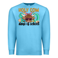 Ocean Blue holy cow 100 days of school Premium Sweatshirt - MaliasSmallBusiness