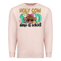 Pale Pink holy cow 100 days of school Premium Sweatshirt - MaliasSmallBusiness