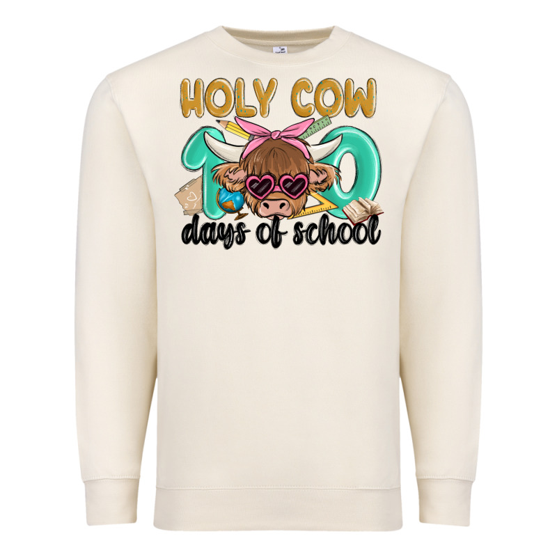 Holy Cow 100 Days Of School Premium Sweatshirt by MaliasSmallBusiness | Teevron