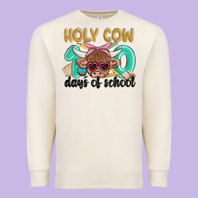Holy Cow 100 Days Of School Premium Sweatshirt Designed By Maliassmallbusiness