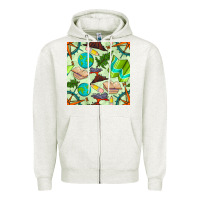Oatmeal Heather geography class seamless pattern Zipper Hoodie - BundleAndBundleShop