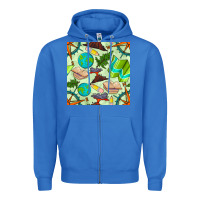 True Royal geography class seamless pattern Zipper Hoodie - BundleAndBundleShop