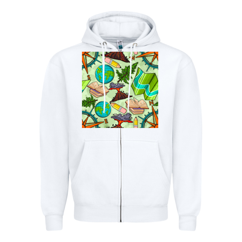 Geography Class Seamless Pattern Zipper Hoodie by BundleAndBundleShop | Teevron