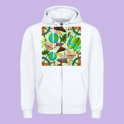 Geography Class Seamless Pattern Zipper Hoodie Designed By Bundleandbundleshop