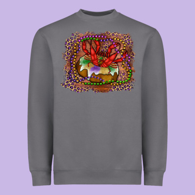 Heavyweight Sweatshirt Mardi gras king cake crawfish