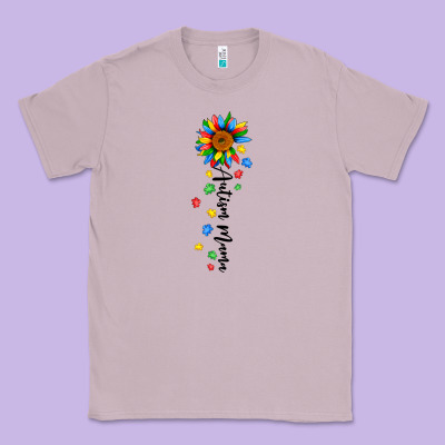 Autism Mama Sunflower Black Classic Tee Designed By Jahusdesignshop