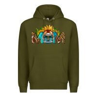 Army Green Football Mom Sunflower Leopard Premium Hoodie - BundleAndBundleShop