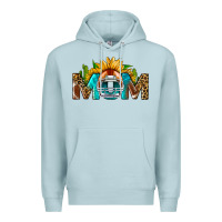 Blue Mist Football Mom Sunflower Leopard Premium Hoodie - BundleAndBundleShop
