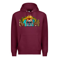 Burgundy Football Mom Sunflower Leopard Premium Hoodie - BundleAndBundleShop