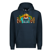 Navy Football Mom Sunflower Leopard Premium Hoodie - BundleAndBundleShop