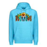 Ocean Blue Football Mom Sunflower Leopard Premium Hoodie - BundleAndBundleShop