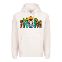 Pale Pink Football Mom Sunflower Leopard Premium Hoodie - BundleAndBundleShop