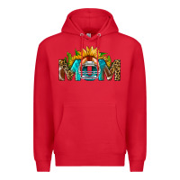 Red Football Mom Sunflower Leopard Premium Hoodie - BundleAndBundleShop