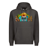 Smoke Football Mom Sunflower Leopard Premium Hoodie - BundleAndBundleShop
