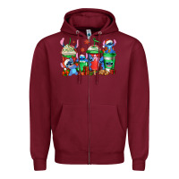 Burgundy christmas stitch coffee Zipper Hoodie - Jasminsmagicworld