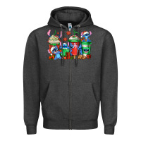 Charcoal Heather christmas stitch coffee Zipper Hoodie - Jasminsmagicworld