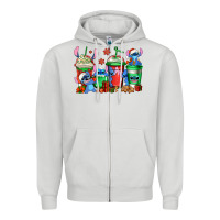 Dove Grey christmas stitch coffee Zipper Hoodie - Jasminsmagicworld