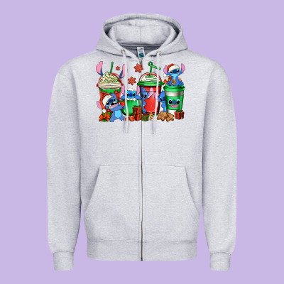 Christmas Stitch Coffee Zipper Hoodie Designed By Jasminsmagicworld