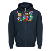 Navy christmas stitch coffee Zipper Hoodie - Jasminsmagicworld