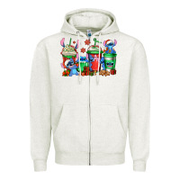 Oatmeal Heather christmas stitch coffee Zipper Hoodie - Jasminsmagicworld