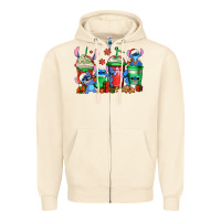 Sandshell christmas stitch coffee Zipper Hoodie - Jasminsmagicworld