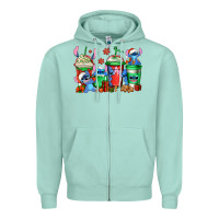 Seafoam christmas stitch coffee Zipper Hoodie - Jasminsmagicworld