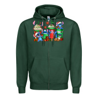 Sports Green christmas stitch coffee Zipper Hoodie - Jasminsmagicworld