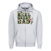 Heather Grey reel great dad Zipper Hoodie - Artiststas