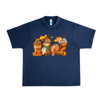 Navy pumpkin spice latte coffee cups Urban Heavy Tee - Zillion Design Studio