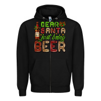 Black dear santa just bring a beer with a beer bottle Zipper Hoodie - AdoDesignShop